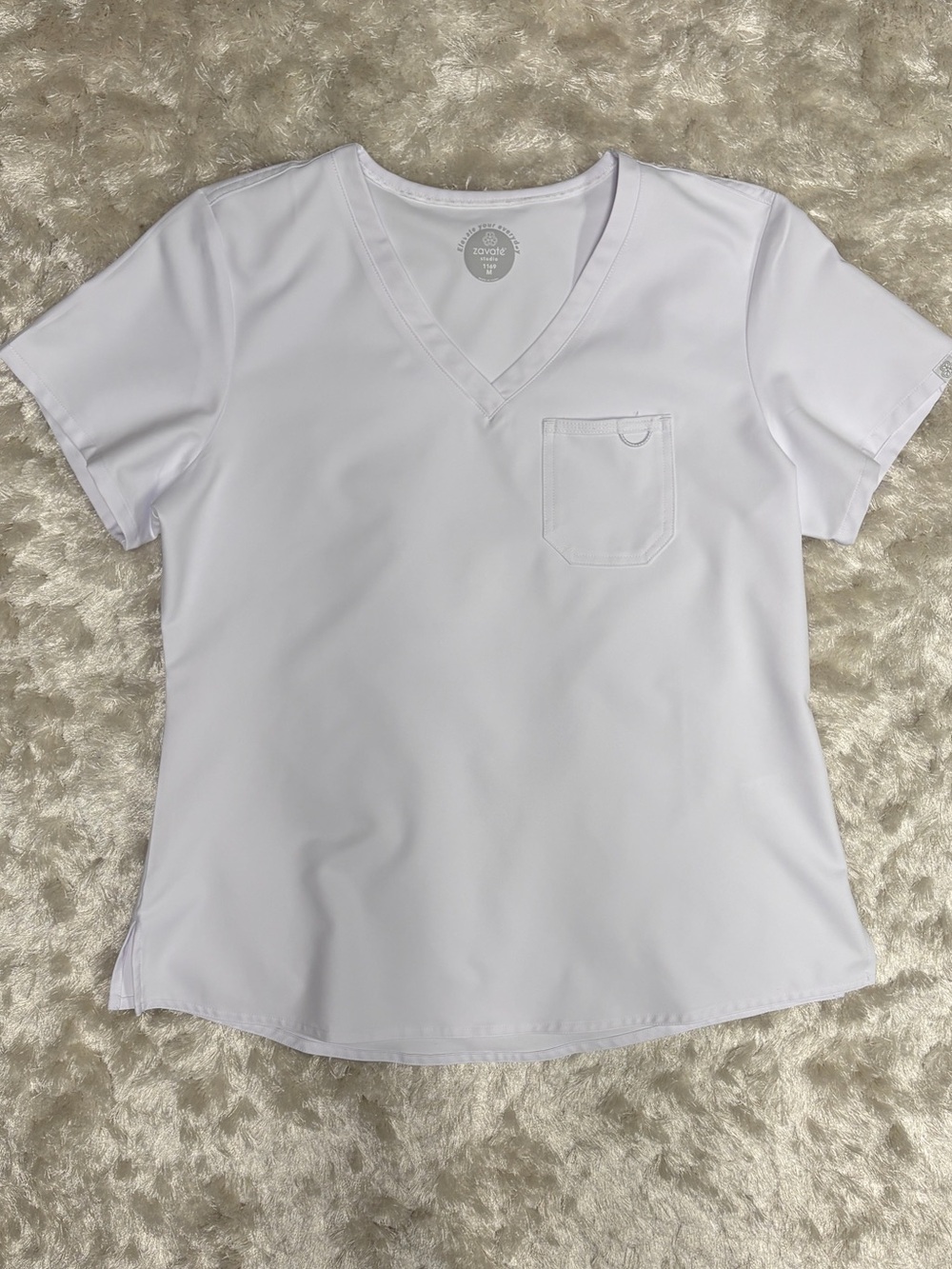 White V-Neck Women's Scrub Top-Short Sleeve-CNA Nursing Student